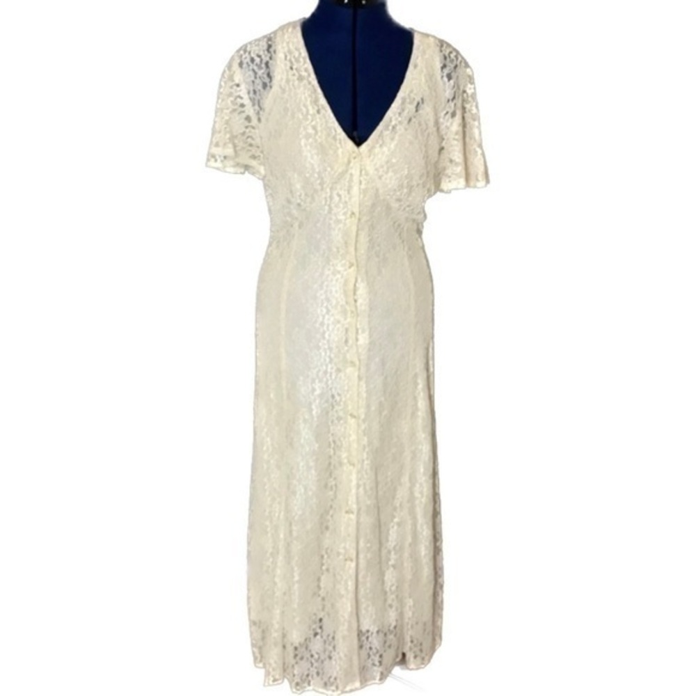 Dawn Joy Fashions / Lace Off - White / Cream Dress - 11-12 Vintage